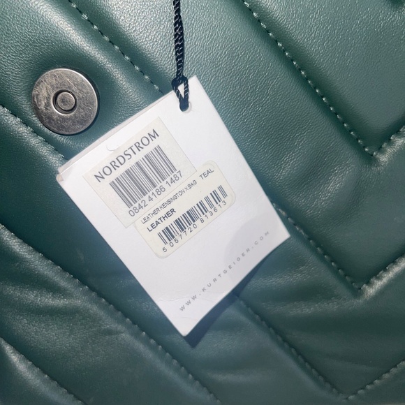 KURT GEIGER KENSINGTON Teal/ Green Quilted Silver Chain Shoulder Bag - Picture 7 of 7